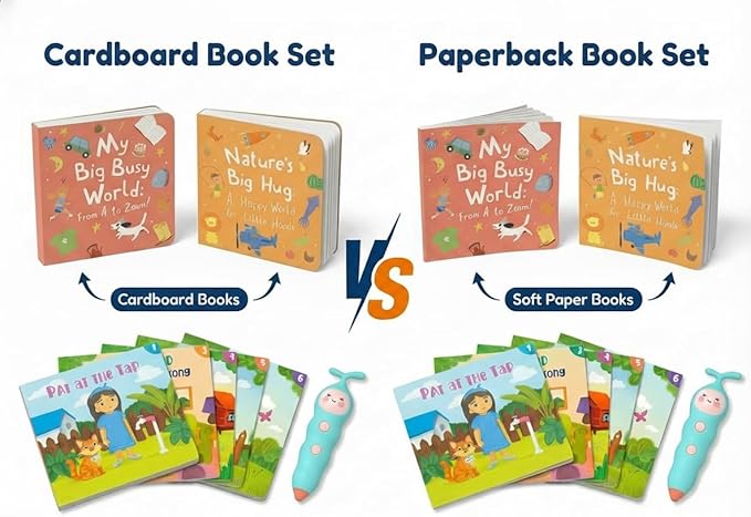 QuTZ Talking Pen Book Set, Learn to Read Sound Books, Learning Toys with 8 Tap to Read Books, 600+ Words & Fun Facts, 6 Phonics Story Books, 700+ Games, Educational Toy for Kids 3+ (Cardboard Version)