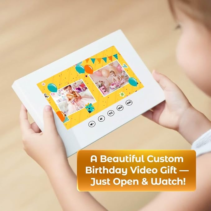 Baby Birthday Video Greeting Card – Personalized Photo Slideshow Gift – Sweet Keepsake for Young Children – 7-Inch LCD Display, 256MB Memory, Rechargeable Battery, Ready-to-Play Design