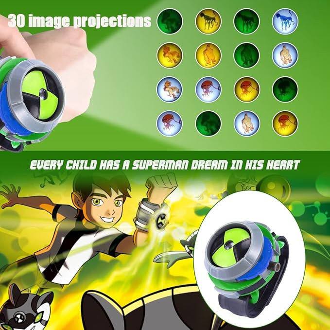 Cartoon Projector Watch Toy for Alien Force and Mysterious Projection Action Figures Model Toy for Kids Birthday Party Supplies