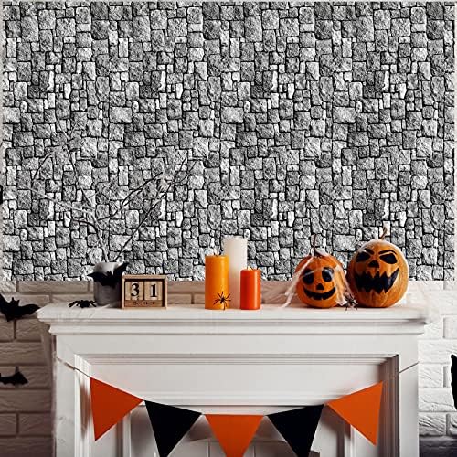 Irenare Halloween Stone Wall Tablecloths, Medieval Castle Party Decorations Supplies Disposable Plastic Brick Stone Tablecloth Brick Wall Table Covers for Birthday Party Favors(6 Pack,108 x 54 Inch)