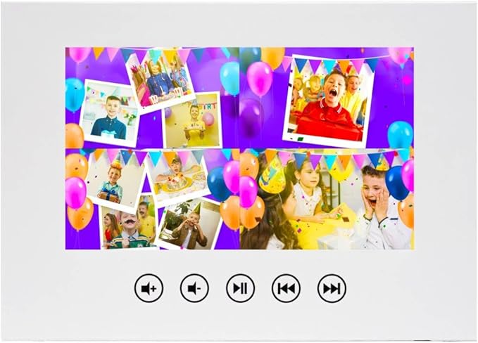 Personalized Kids Video Greeting Card for Birthday Boy – Upload 22 Photos – Animated Slideshow – 7” Digital Display, USB Rechargeable, 4GB Memory