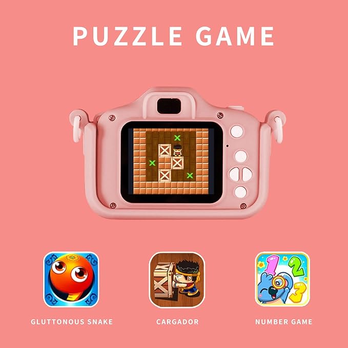Kids Camera, Rainbow Design, 2.0 Inch LCD Screen, with 64GB Memory Card, Girls Toy