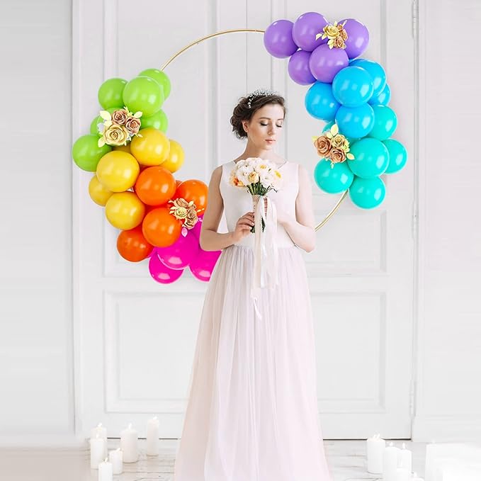 Rainbow Balloons, 50PCS Multicolor Rainbow Balloons Arch in Blue Green Purple Yellow Orange Hot Pink Latex Balloons For Birthday Wedding Baby Shower Engagement DIY Balloons Decoration Party Supplies