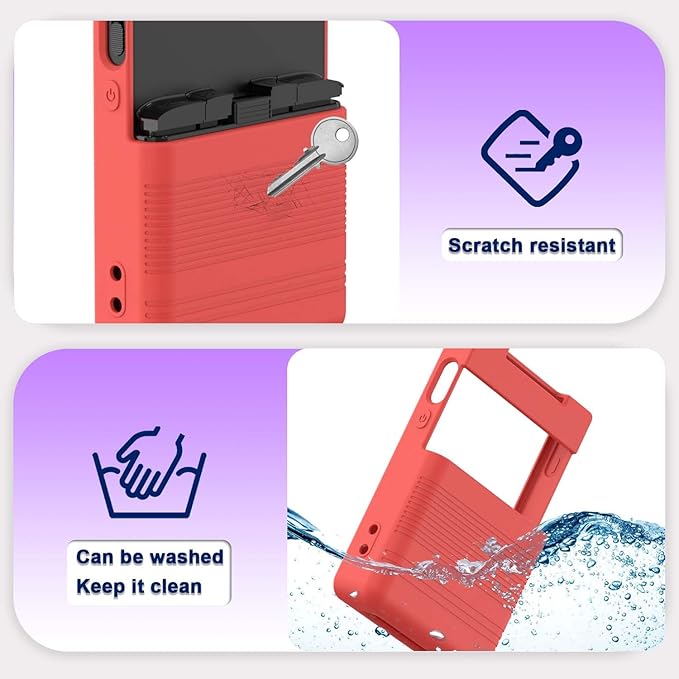 Silicone Case for Trimui Brick Retro Handheld Game Console, Soft Skin Cover for Trimui Brick Accessories, Anti-Scratch Washable TrimuiBrick with Lanyard (Red)