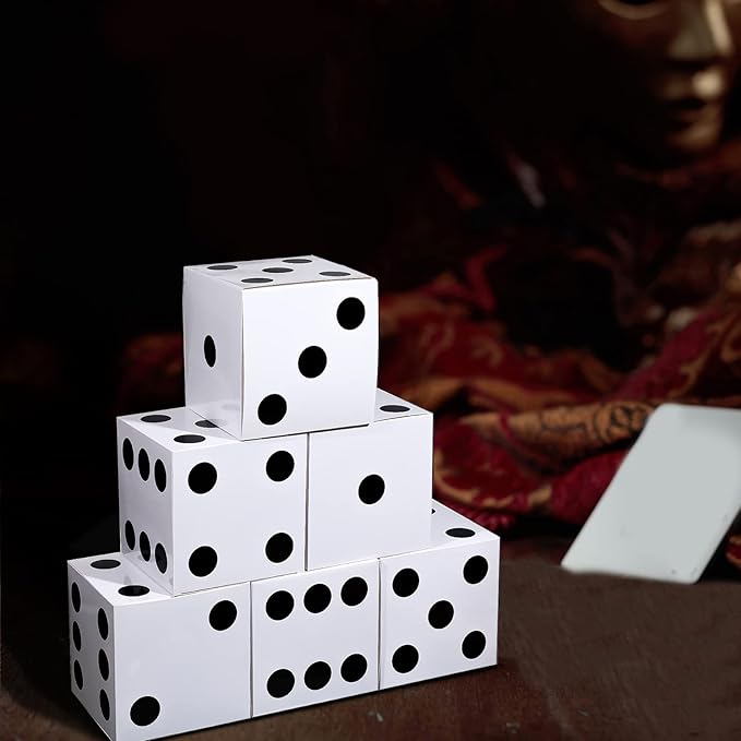 Jexine 15 Pcs Dice Favor Boxes 7" Casino Theme Birthday Decorations Las Vegas Party Decorations 3D Dice Decor for New Year Centerpieces Casino Night Las Vegas Party Supplies(White)