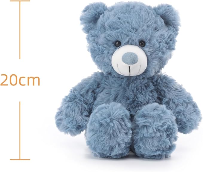 Apricot Lamb Navy Blue Flower Bear Stuffed Animals for Kids, Soft Cute Plush Toys for Baby Girl and Boy, 8 Inches
