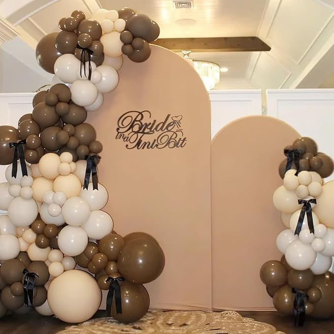 Boho Brown White Nude Balloon Garland Arch Kit, 155Pcs Dark Brown White Sand Neutral Latex Balloons for Woodland Teddy Bear Baby Shower Wedding Birthday Party Decorations