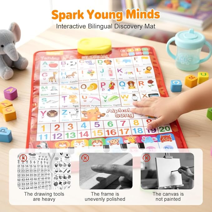 Bilingual Talking Wall Chart, 2026 New Interactive Learning Placard, Durable Alphabet Chart with Pictures and Sounds, Portable Early Education Toy for Home