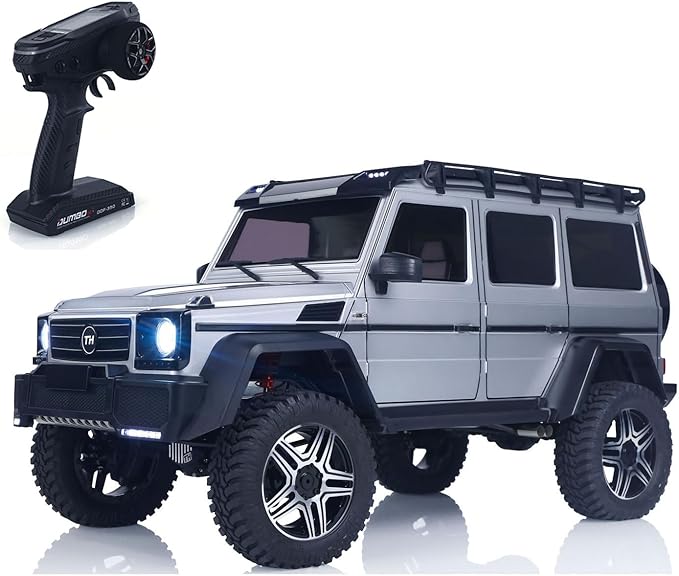 1/8 Remote Control Off Road Vehicle Portal Axle Differential Lock AWD 2Speed Gearbox 775 Brushed Motor PNP Model Crawler Car(Silver)