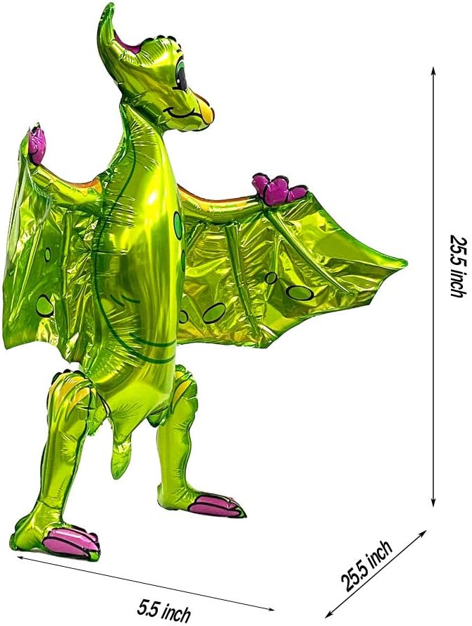 4Pack Giant 3D Dinosaur Balloons for Birthday Party Decorations, Cute Self Standing 3D Dino Aluminium Foil Balloons, Inflatable Animal Balloons for Party Supplies