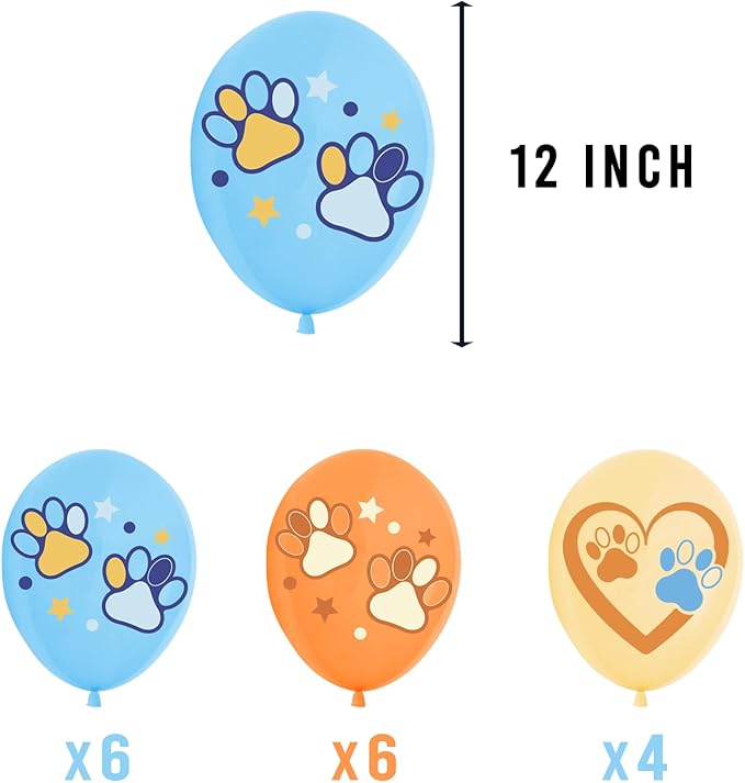 Blue Dog Birthday Party Supplies,Blue Party Decoration with Blush Nude Orange Balloons,Birthday Banners,Cake Toppers