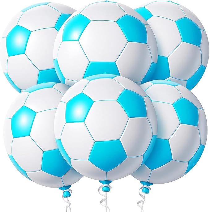 Katchon, Blue Soccer Balloons 22 Inch-pack Of 6 | Soccer Birthday Party Decorations | Soccer Ball Balloons, soccer Theme Party Decorations | Gender Reveal Decorations, Sports Themed Party decorations