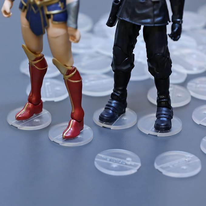 56PCS Action Figure Support Stand Bases 6inch, Clear Figure Toy Display Holder Accessories, Compatible with Mavel Legends Series/GiJeo Classified Series/D C/Mo tu 1/12 Figures, Round