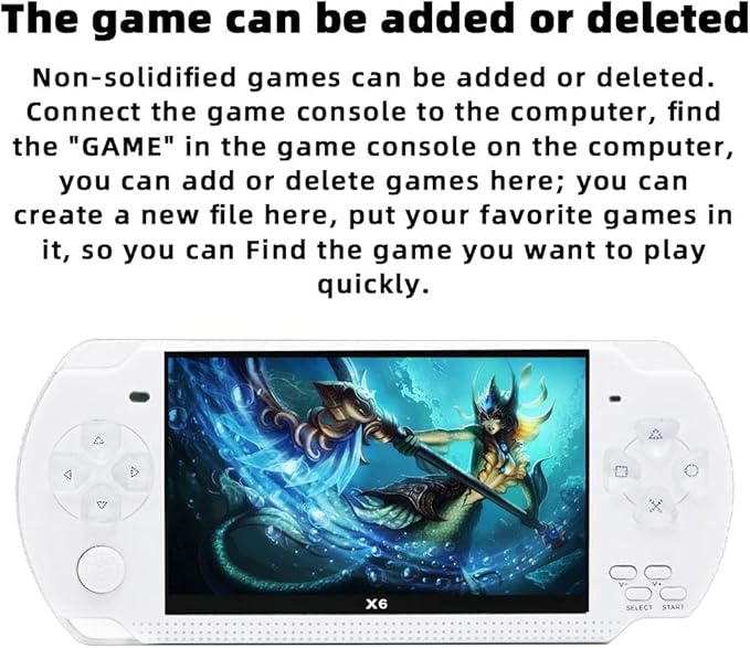 JXD Handheld Game Console 4.3 inch 8GB Built in 2000 Games for Multiple Simulators X6 Retro Video Game Console Mp3/4/Ebook TV Out Mini Hand Portable Game Player Device Holiday (White)