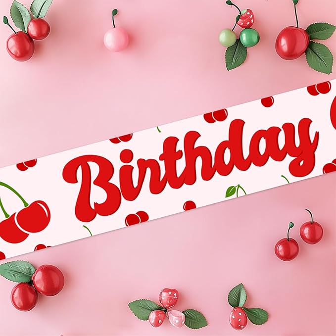 Cherry Birthday Sash, Cherry Birthday Party Decorations Cherry on Top Birthday Decor Cherry Sweet Birthday Girl Sash for Girls Berry Fruit Birthday Party Supplies