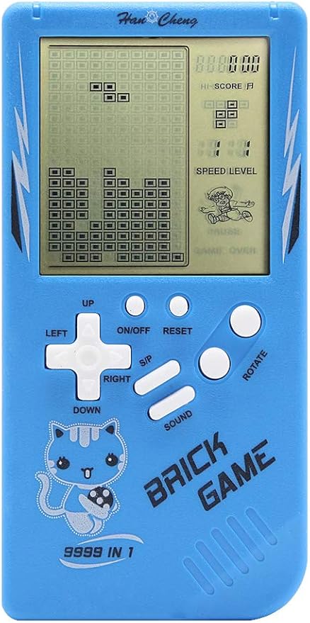Retro Big Screen Brick Game Console 9999 in 1 Tank/Racing/Shooting Casual Puzzle Game Adjustable Difficulty and Speed Small and Easy to Carry Best Gifts (Blue)