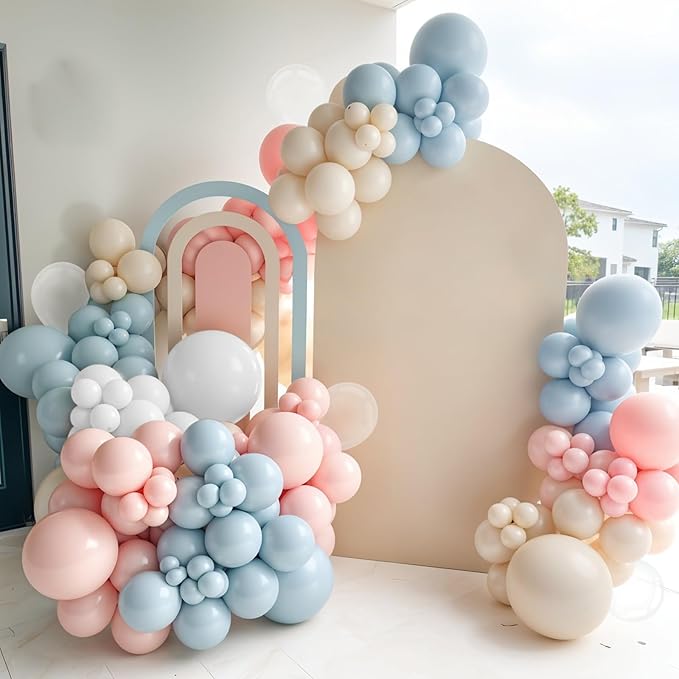 Pink and Blue Balloons, 12 inch Retro Blue Pink White Clear Party Balloon For Birthday Baby Shower Gender Reveal Party Decorations