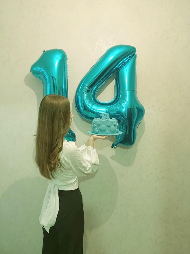 Teal Blue Number 1 Balloon 40 inch, Number 1 Birthday Balloons for Boy Girl, Teal Blue Foil One Balloon for 1st 10 11 12 16 18 Birthday Party, Anniversary Celebration Number Decorations