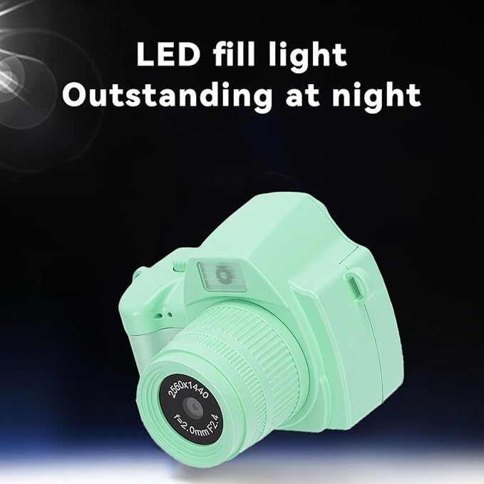 Bewinner 2K Digital Camera, Retro Keychain Camera with 1.47 Inch LCD Display and LED Light for Teens Students Travel (Light Green)