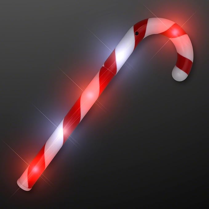 FlashingBlinkyLights Light Up Candy Cane Christmas Light Stick LED Wands (Set of 12)