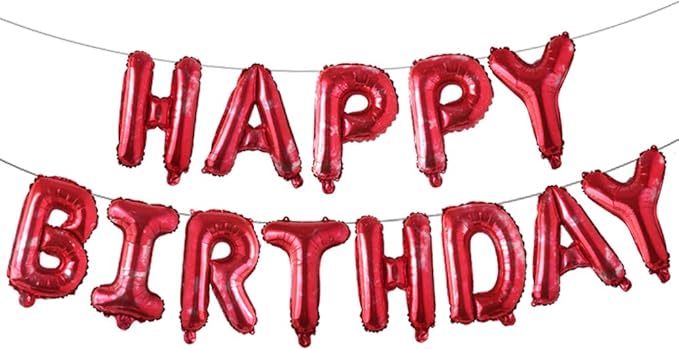 Happy Birthday Balloons, Aluminum Foil Banner Balloons for Birthday Party Decorations and Supplies (Starry Red)