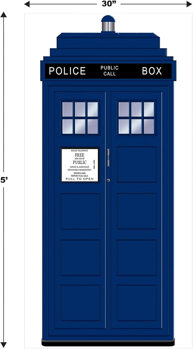 Beistle Plastic Blue Police Call Box Door Covers, 6' x 30", Set of 2 - British Themed Party Supplies, Crime Scene Decorations, Law Enforcement Policeman Wall Prop