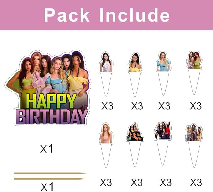 25 Pcs Katseye Cake Topper and Cupcake Toppers Set Birthday Party Supplies for Katseye Themed Birthday Decorations