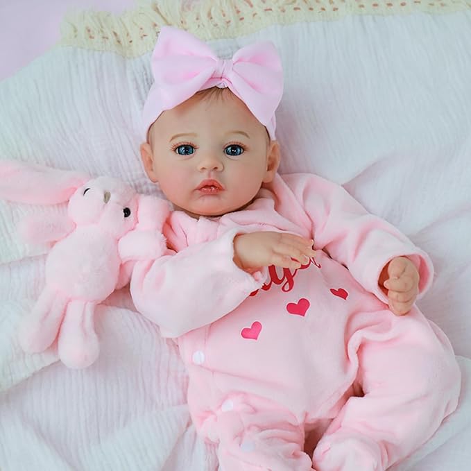 Realistic Reborn Baby Dolls – 18-Inch Lifelike Newborn Baby Doll with Open Eyes, Poseable Handmade Real Life Baby Doll, Gift Set with Accessories for Kids Ages 3+