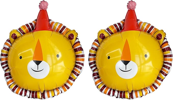 Animal Head Foil Balloon Kit, Lion Bear Monkey Cat foil balloon, Birthday Party Decorations, Baby Shower Supplies (Lion(2 pieces))