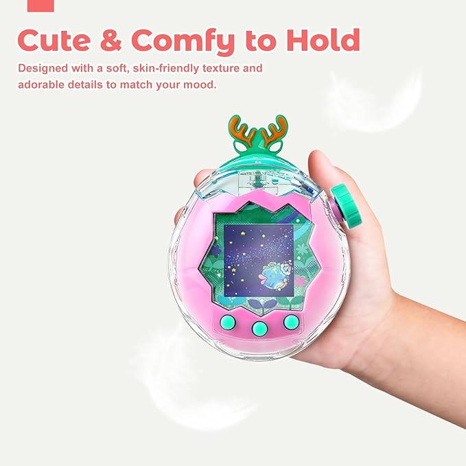 Case for Tamagotchi Paradise – PC Protective Hard Shell with Cute Cartoon Cover & Detachable Christmas Lanyard,Durable Protective Housing for Tamagotchi Paradise Virtual Pet Machine[Antlers]