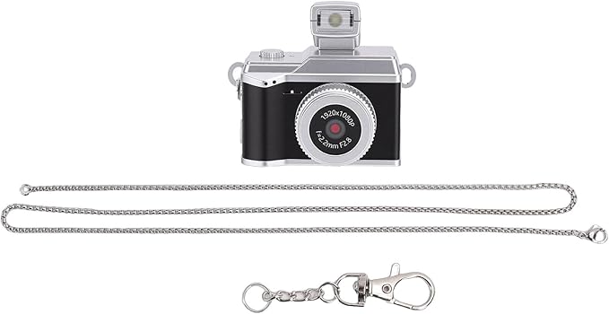 Bewinner Tiny Digital Keychain Camera, 1080P FHD 8MP Thumb Sized Mini Camera with 0.96 Inch Color Screen & 32GB Memory Card, LED Fill Light for Beginners Teens Kids Gifts (Black)