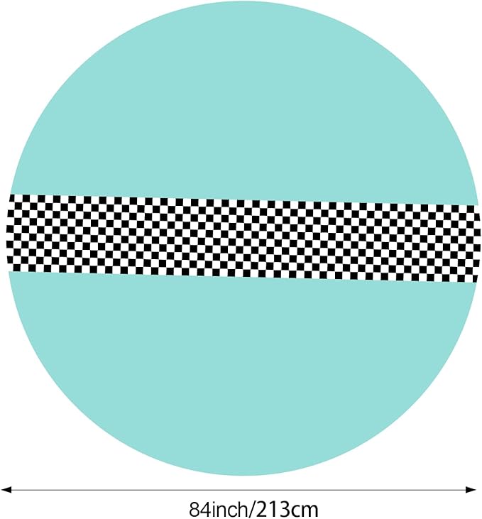 Oudain Cars Birthday Racing Decorations - Round Tablecloth, Checkered Flag Table Covers, Road Plastic Table Cloth, 1950s Disco Dancing Party Tablecloth (Blue,6 Pcs)