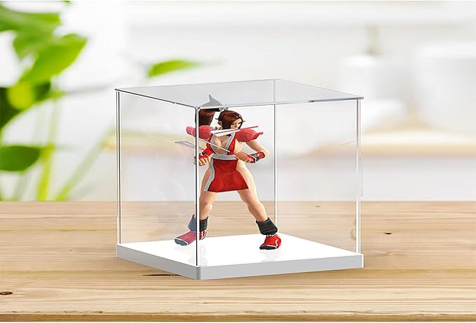 MECC Openable Clear Acrylic Display Case-Assemble Countertop Box with White Base for Display-Clear Display Box,Dustproof Protection Showcase for Figures Toys Collectibles (16x12x10inch/40x30x25cm#)
