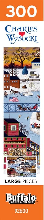 Buffalo Games - Charles Wysocki - Cider Brook Farms - 300 Piece Winter Jigsaw Puzzle - Larger Shapes - Great for Adults, Seniors, Kids, Festive Artwork for Families