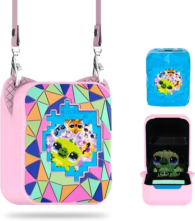 Silicone Cover Case for Bitzee Magicals Interactive Toy Digital Pet and Case,Case with Lanyard,Protective Case Holder Skin for Bitzee Virtual Electronic Pets for Girls & Boys Pink