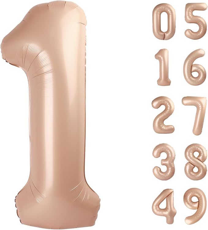 Light Brown Number 1 Balloon 40 inch, Number 1 Birthday Balloons for Boy Girl, Light Brown Foil One Balloon for 1st 10 11 12 16 18 Birthday Party, Anniversary Celebration Number Balloons Decorations