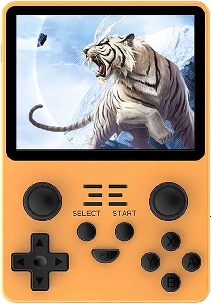 RGB20S Handheld Game Console Built-in 15,000 Games 64G 3.5 Inch IPS Screen Open Source System, Retro Games Consoles Classic Emulator (Yellow)