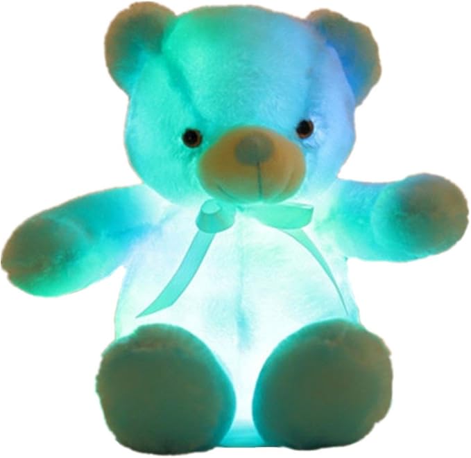 Creative Light Up LED Inductive Teddy Bear Stuffed Animals Plush Toy Colorful Glowing Teddy Bear, 20- Inch(Blue)