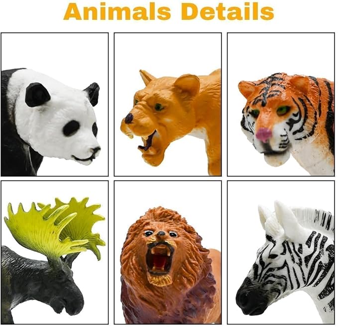 Safari Animals Figures Toys, Realistic Wild Zoo Animal Figurines, Plastic African Jungle Animals Playset for Kids Toddlers, 21Pcs Safari Toys Birthday Gifts for Boys Girls