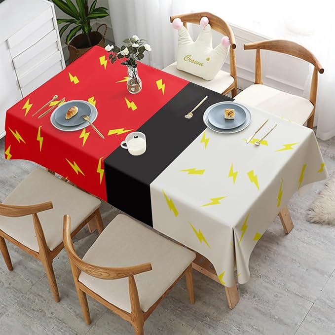 2Pcs Cartoon Animation Party Tablecloths 70.8×42.5 inch Red and White Tablecloths Table Decorations Party Supplies (White)