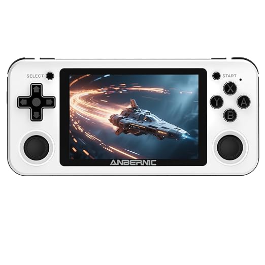 RG351P Handheld Game Console RG353P Retro Gaming Console RG353P Portable Game Console Linux and Android Dual OS 3.5" IPS Screen 64G TF Card 3500mAh Battery Support 5G WiFi 4.2 Bluetooth White