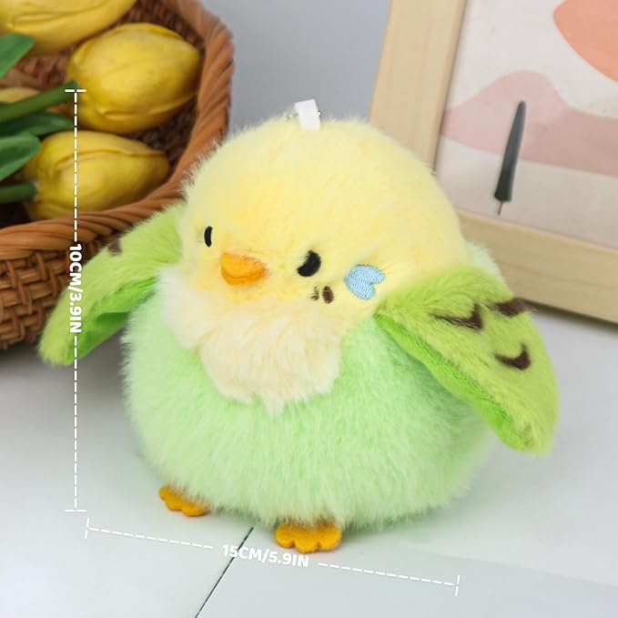 3.9 inches Parakeet Plush Toy Bird Stuffed Animal Plush Toy Holder Bag Pendant Party Christmas Birthday Valentine's Day Gifts Toys for Kids Girlfrends