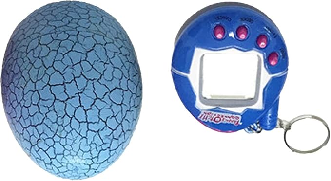 Electronic Pet Children Portable Funny Virtual Digital Pet Game Machine with Egg Shaped Case Gifts for Kids (Blue)