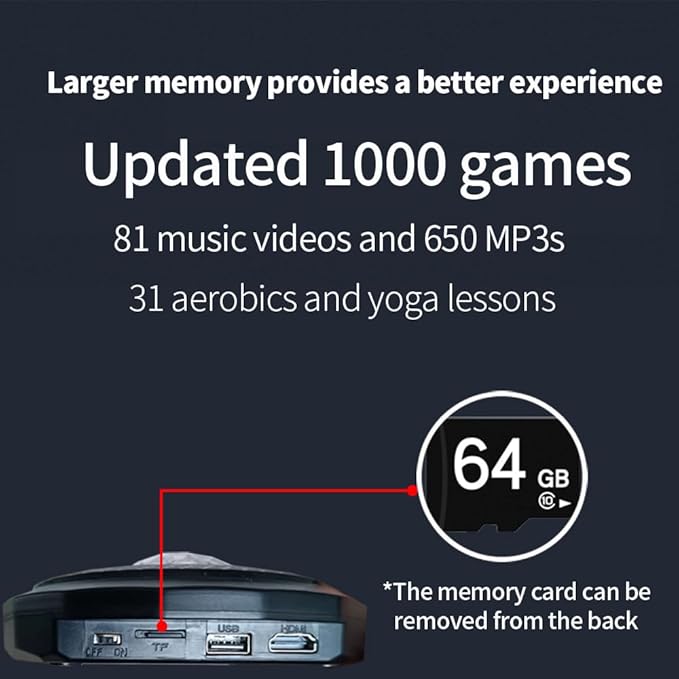 HDMI Musical Electronic Dance mat with a Camera,Including 1000 Games,81 Music Videos,a 64G Large Memory Card,650 Songs, for Single/Double Users, a Luxurious Gift for Girls and Boys