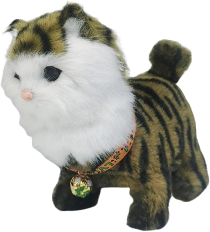 Electronic Walking Cat Toy, Robotic Pet, Vivid, Realistic, with Moving Tail, and, for Children, Brown