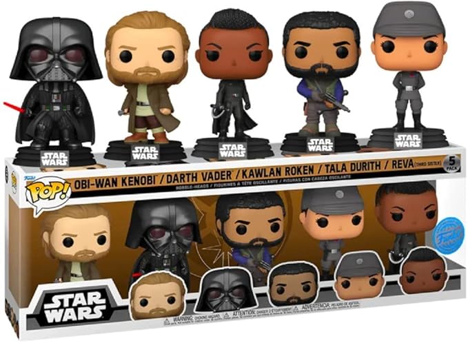 Funko Pop! Star Wars OBI-Wan Kenobi - Exclusive 5-Pack Including OBI-Wan Kenobi, Darth Vader, Kawlan Roken, Tala Durith, and Reva