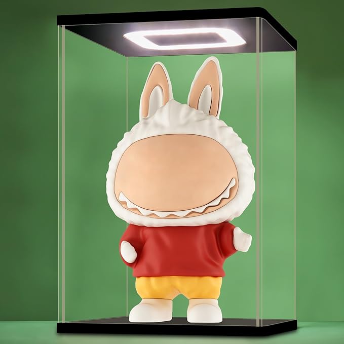 NONEMEY Acrylic Display Case with Led Light ，Assemble Clear Acrylic Display Case Stand Dustproof Protection Showcase Organizer Box for Action Figures (10.2x7.5x17.3 inch, 26x19x44cm)