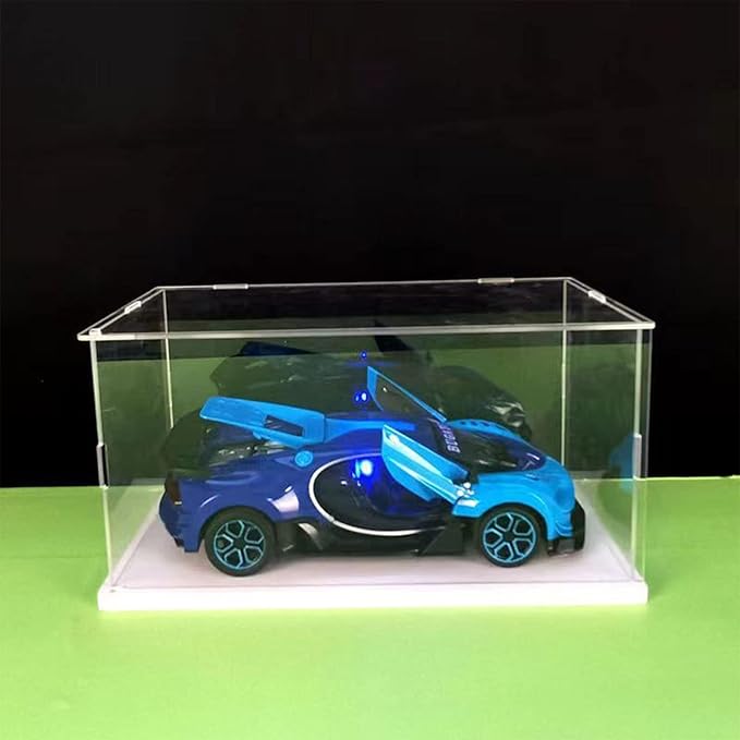 Openable Clear Acrylic Display Case-Assemble Countertop Box with White Base for Display-Clear Display Box,Dustproof Protection Showcase for Figures Toys Collectibles (10x8x8inch/25x20x20cm)