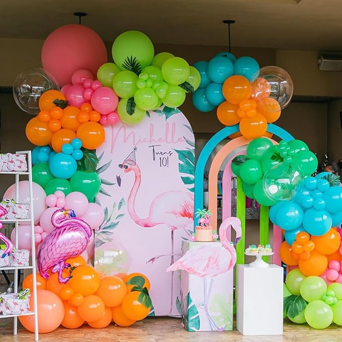 Tropical Balloon Arch Garland Kit for Summer Pool Splish Splash Party Cartoon Princess Birthday Girl Bridal Shower Girls Aloha Hawaiian Luau Birthday Party Decorations (Tropical)