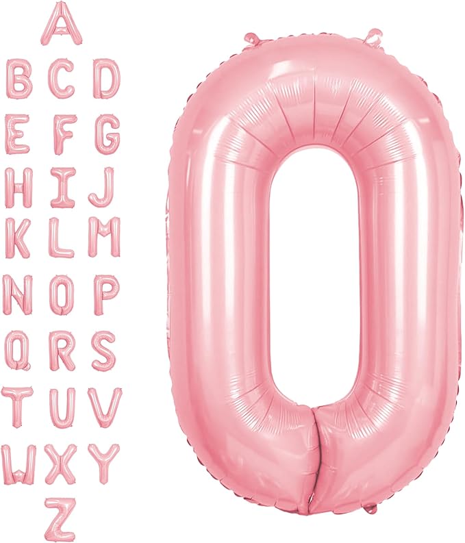 SUWEN 40 Inch Pink Large O Letter Balloons Big Foil Helium Letter Balloons A-Z Jumbo Mylar Happy Birthday Party Decorations for Girl Anniversary Party Supplies